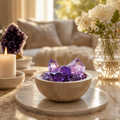 Wisdom, Intuition & Abundance — Premium Amethyst Crystal Grid Set with Sphere, Tower & Ingot for Manifestation, Office & Altar Décor