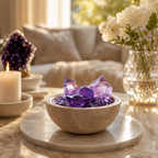 Wisdom, Intuition & Abundance — Premium Amethyst Crystal Grid Set with Sphere, Tower & Ingot for Manifestation, Office & Altar Décor