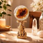 Prosperity, Abundance & Business Motivation — Royal Yellow Citrine “Little Monster” Crystal Sphere for Entrepreneurs, Office & Desk Décor