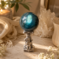 Protection, Intuition & Energy Balance — Labradorite Crystal Sphere for Empaths, Energy Practitioners, Meditation & Altar Décor