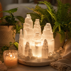 Energy Cleansing & Spiritual Ambiance — Selenite Lighthouse Crystal Lamp for Crown Chakra, Bedroom, Altar & Meditation Space Décor