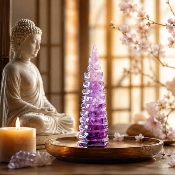 Focus, Wisdom & Study Motivation — Amethyst Wenchang Pagoda Tower for Students, Exam Preparation, Graduate School & Desk Décor