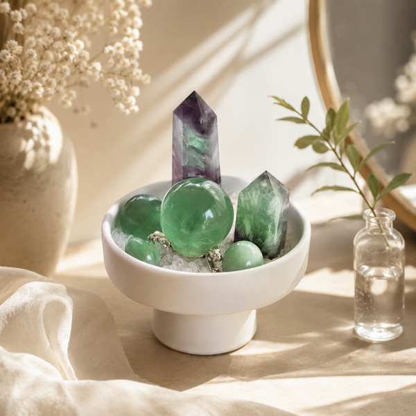 Calming Energy & Emotional Balance Crystal Bowl — Premium Crystal Set for Peaceful Spaces