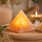 Calming Sleep & Inner Peace Selenite Pyramid Night Light — Premium Crystal Lamp