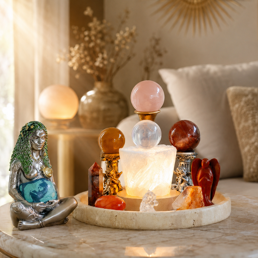 Inner Stability & Grounding Root Chakra Crystal Grid — Premium Healing Altar