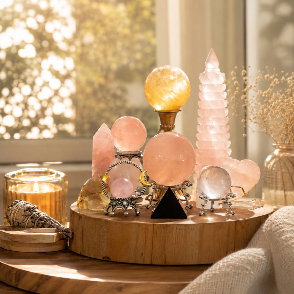 Self-Love & Emotional Healing Heart Chakra Crystal Grid — Premium Crystal Altar