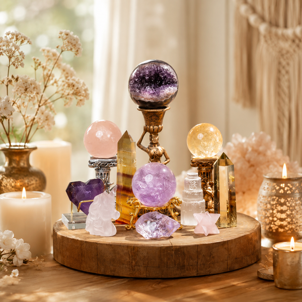 Wealth, Mentor Luck & Romance Manifestation — Triple-Purpose Crystal Grid for Abundance, Connections & Love