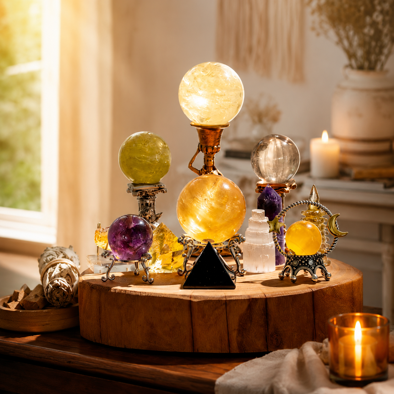 Abundance & Wealth Manifestation — Premium Crystal Grid for Office & Home Prosperity Corner
