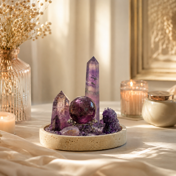 Intuition & Inner Wisdom — Amethyst Crystal Grid for Meditation, Spiritual Clarity & Inner Guidance