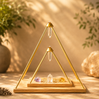 Clarity, Intention & Energy Alignment — Vogel-Tip Crystal Pyramid with Flower of Life Base for Meditation, Crystal Charging & Sacred Geometry Décor