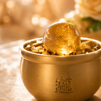 Prosperity & Abundance Treasure Bowl — Brass Feng Shui Wealth Bowl with Citrine Sphere & Gold Ingot Chips for Office, Altar & Wealth Corner Décor