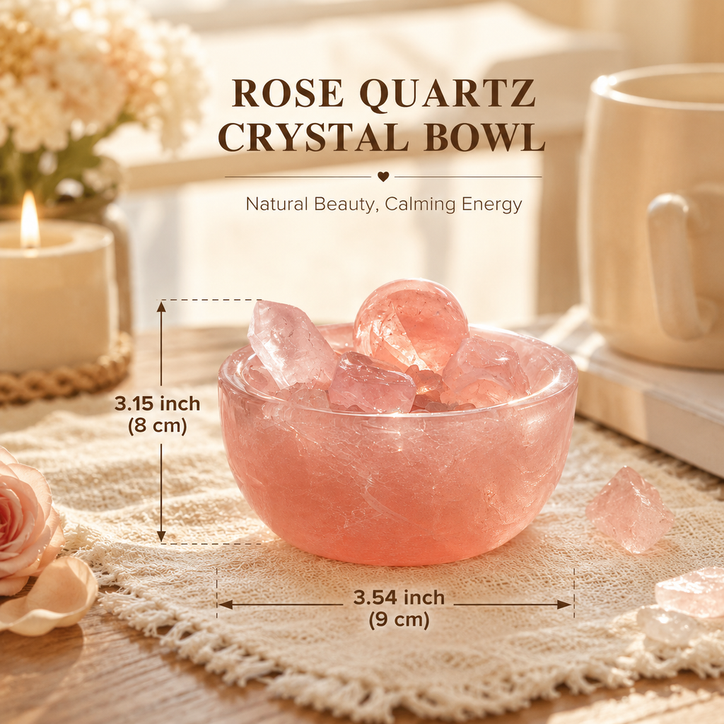 Self-Love, Romance & Relationship Intentions — Rose Quartz Crystal Grid Set for Bedroom, Bedside & Altar Décor, 3.54 × 3.15 in.
