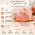Self-Love, Romance & Relationship Intentions — Rose Quartz Crystal Grid Set for Bedroom, Bedside & Altar Décor, 3.54 × 3.15 in.