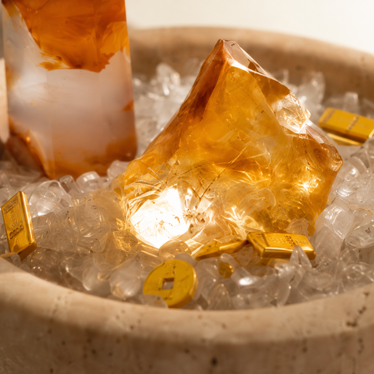 Prosperity, Abundance & Career Motivation — Brazilian Golden Citrine Crystal Grid Set for Business Intentions, Office, Desk & Altar Décor