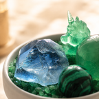 Calm Energy, Renewal & Inner Harmony — Fluorite, Malachite & Green Aventurine Crystal Grid Set with Unicorn Charm for Meditation & Altar Décor