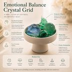 Calm Energy, Renewal & Inner Harmony — Fluorite, Malachite & Green Aventurine Crystal Grid Set with Unicorn Charm for Meditation & Altar Décor