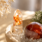 Energy, Motivation & Positive Action — Red Crackle Quartz Crystal Grid Set for Daily Intentions, Workspace, Meditation & Altar Décor