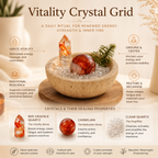 Energy, Motivation & Positive Action — Red Crackle Quartz Crystal Grid Set for Daily Intentions, Workspace, Meditation & Altar Décor