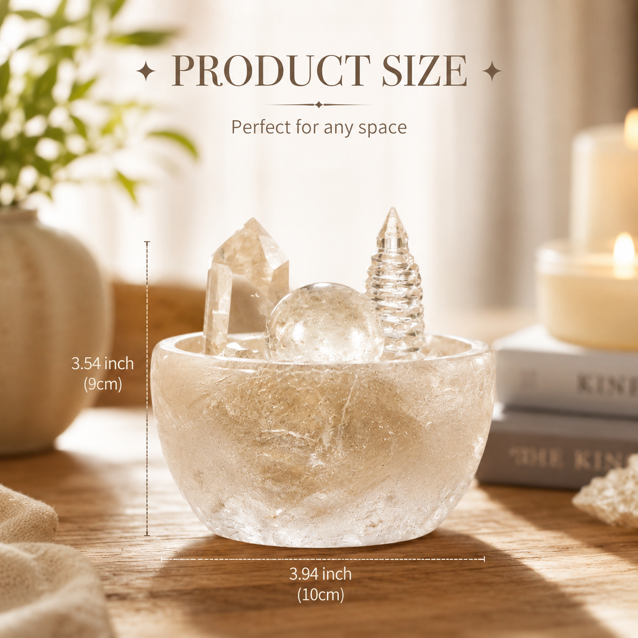 Clarity, Focus & Career Motivation — Clear Quartz Crystal Grid Set with Sphere, Tower & Wenchang Pagoda for Study, Office & Altar Décor