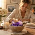 Wisdom, Intuition & Abundance — Premium Amethyst Crystal Grid Set with Sphere, Tower & Ingot for Manifestation, Office & Altar Décor