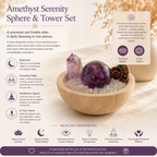 Intuition, Spiritual Growth & Positive Energy — Premium Amethyst Crystal Grid Set with Sphere, Tower & Natural Inclusions for Meditation, Bedroom & Altar Décor