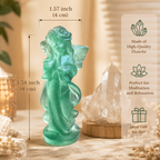 Protection, Guidance & Positive Energy — Fluorite Clear Quartz Rose Quartz Pink Opal Guardian Angel Crystal Statue for Home Décor, Meditation, Altar & Meaningful Gifts