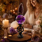 Intuition, Spiritual Insight & High-Vibration Energy — Rare Star-Pattern Trapiche Amethyst Sphere for Collectors, Meditation & Altar Décor, Approx. 1.77 in. Diameter