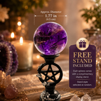 Intuition, Spiritual Insight & High-Vibration Energy — Rare Star-Pattern Trapiche Amethyst Sphere for Collectors, Meditation & Altar Décor, Approx. 1.77 in. Diameter