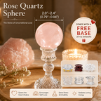 Self-Love, Compassion & Romantic Intentions — Rose Quartz Crystal Sphere for Heart Chakra, Meditation, Bedroom & Altar Décor, Approx. 2–2.4 in. Diameter