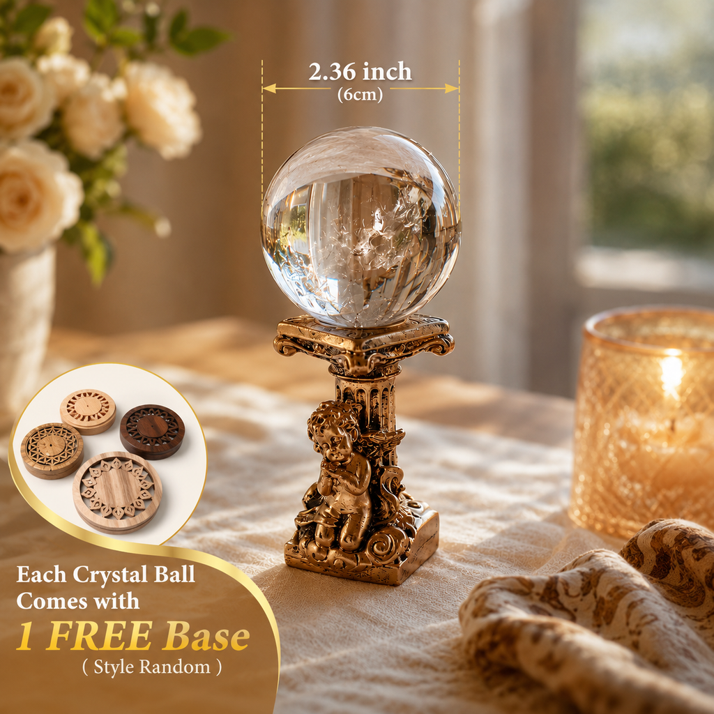 Clarity, Focus & Positive Energy — Clear Quartz Crystal Sphere for Manifestation, Office Desk, Home & Altar Décor, Approx. 2.4 in. Diameter