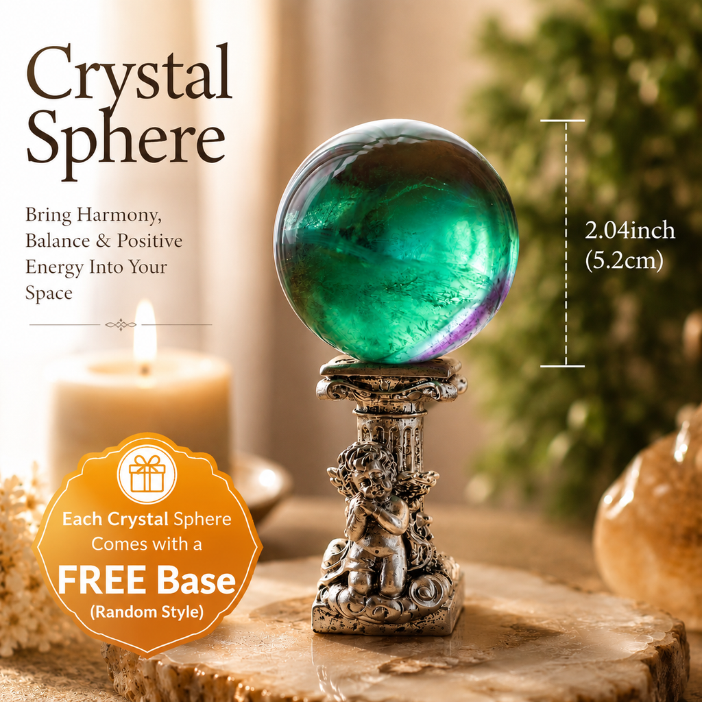 Clarity, Creativity & Heart-Centered Energy — Top-Grade Green Fluorite Crystal Sphere for Focus, Meditation, Desk & Altar Décor, Approx. 1.6 in. Diameter