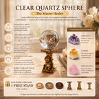 Clarity, Focus & Positive Energy — Clear Quartz Crystal Sphere for Manifestation, Office Desk, Home & Altar Décor, Approx. 2.4 in. Diameter