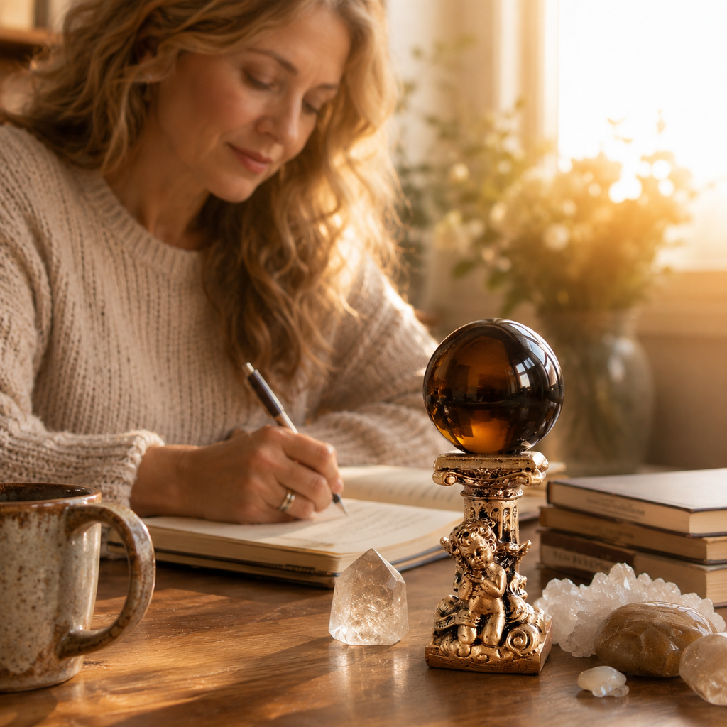 Grounding, Protection & Positive Energy — Smoky Quartz Crystal Sphere for Meditation, Daily Intentions, Altar & Home Décor
