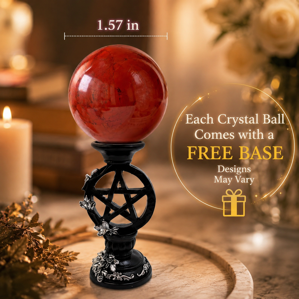 Grounding, Stability & Earth Connection — Red Jasper Crystal Sphere for Root Chakra Meditation, Altar, Desk & Sacred Space Décor