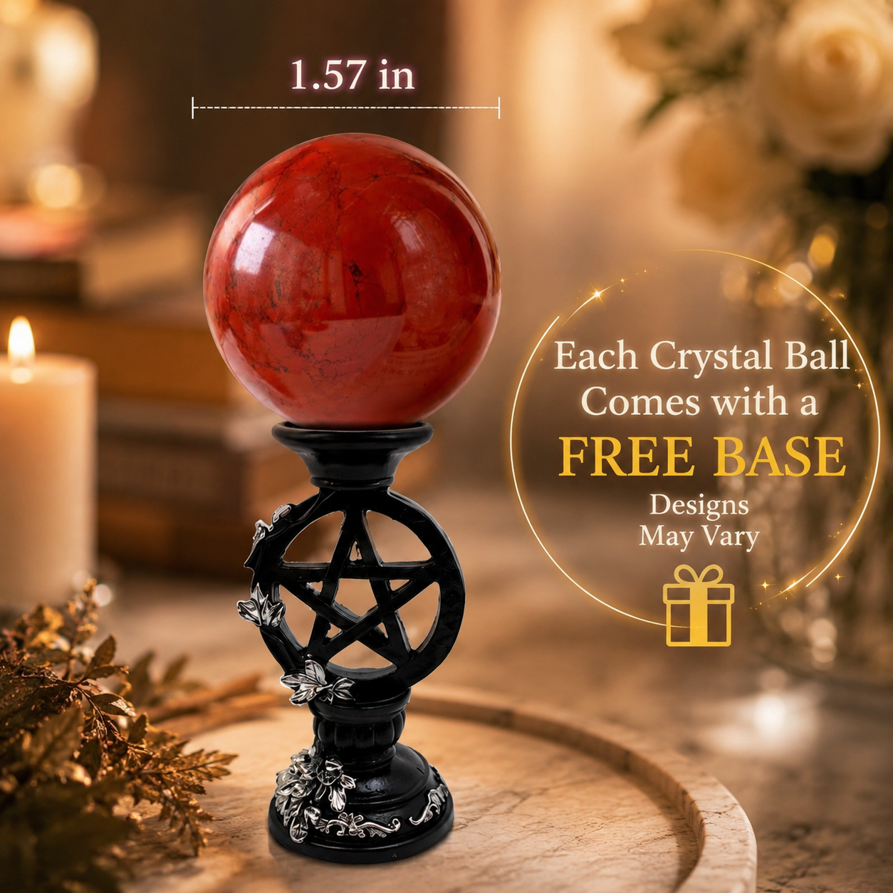 Grounding, Stability & Earth Connection — Red Jasper Crystal Sphere for Root Chakra Meditation, Altar, Desk & Sacred Space Décor