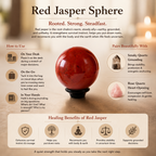 Grounding, Stability & Earth Connection — Red Jasper Crystal Sphere for Root Chakra Meditation, Altar, Desk & Sacred Space Décor