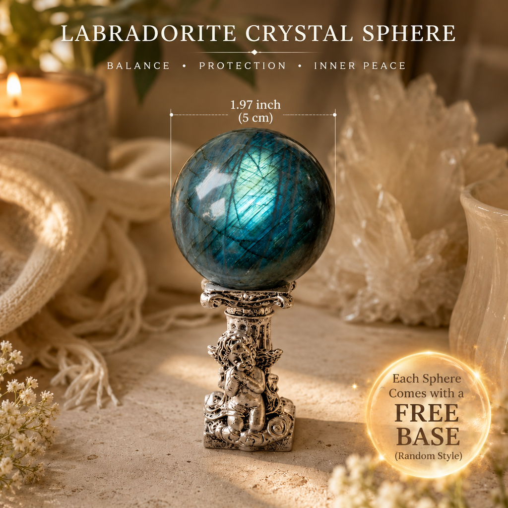 Protection, Intuition & Energy Balance — Labradorite Crystal Sphere for Empaths, Energy Practitioners, Meditation & Altar Décor