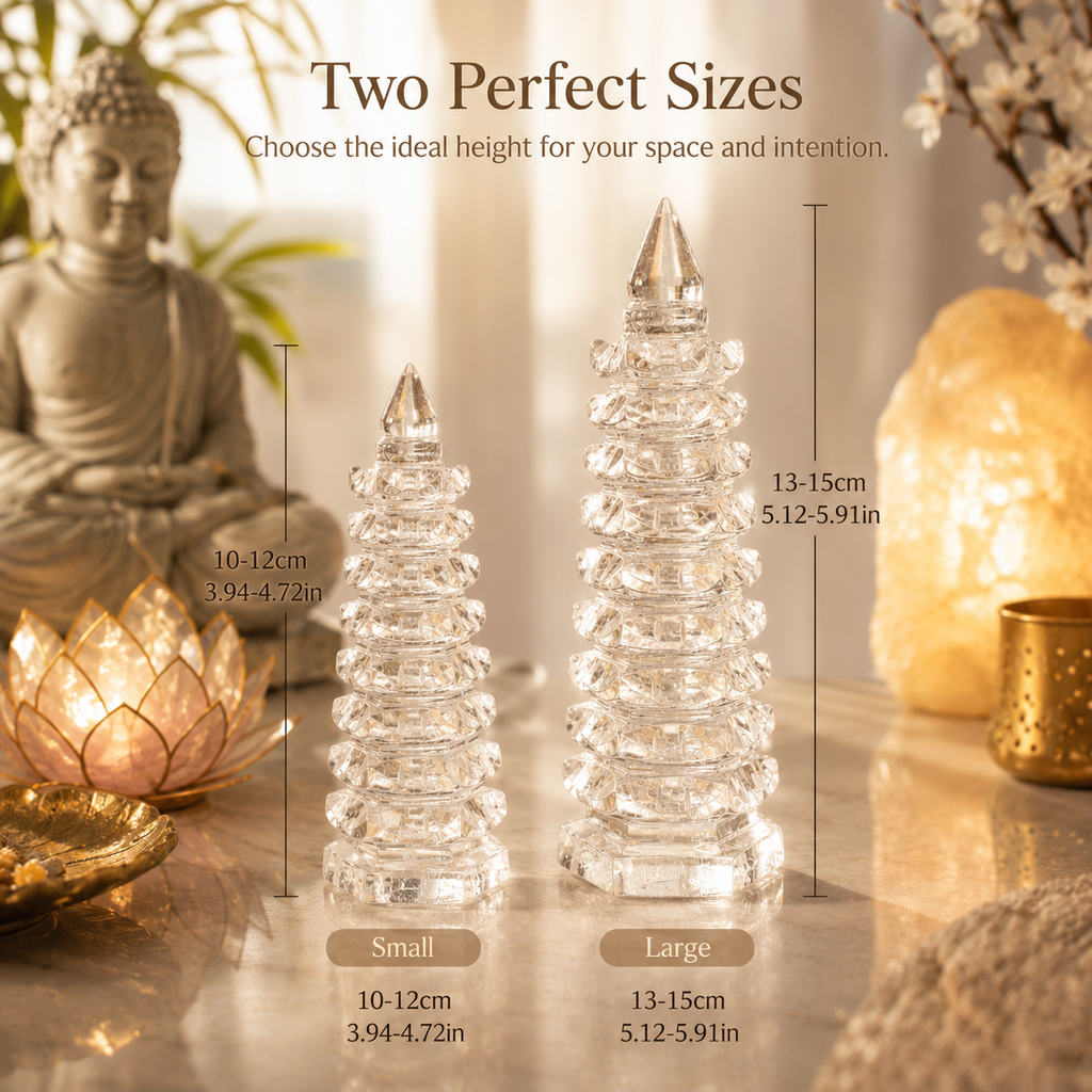 Clarity, Focus & Career Motivation — Clear Quartz Wenchang Pagoda Tower for Students, Exam Preparation, Office & Study Desk Décor