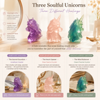 Joy & Inner-Child Connection Crystal Unicorn Statue — Amethyst, Rose Quartz or Green Fluorite for Positive Energy, Altar Décor & Meaningful Gifts