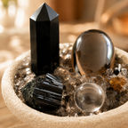 Grounding & Protection Root Chakra Bowl — Obsidian, Smoky Quartz & Crystal Chips for Meditation Altar and Peaceful Home Décor