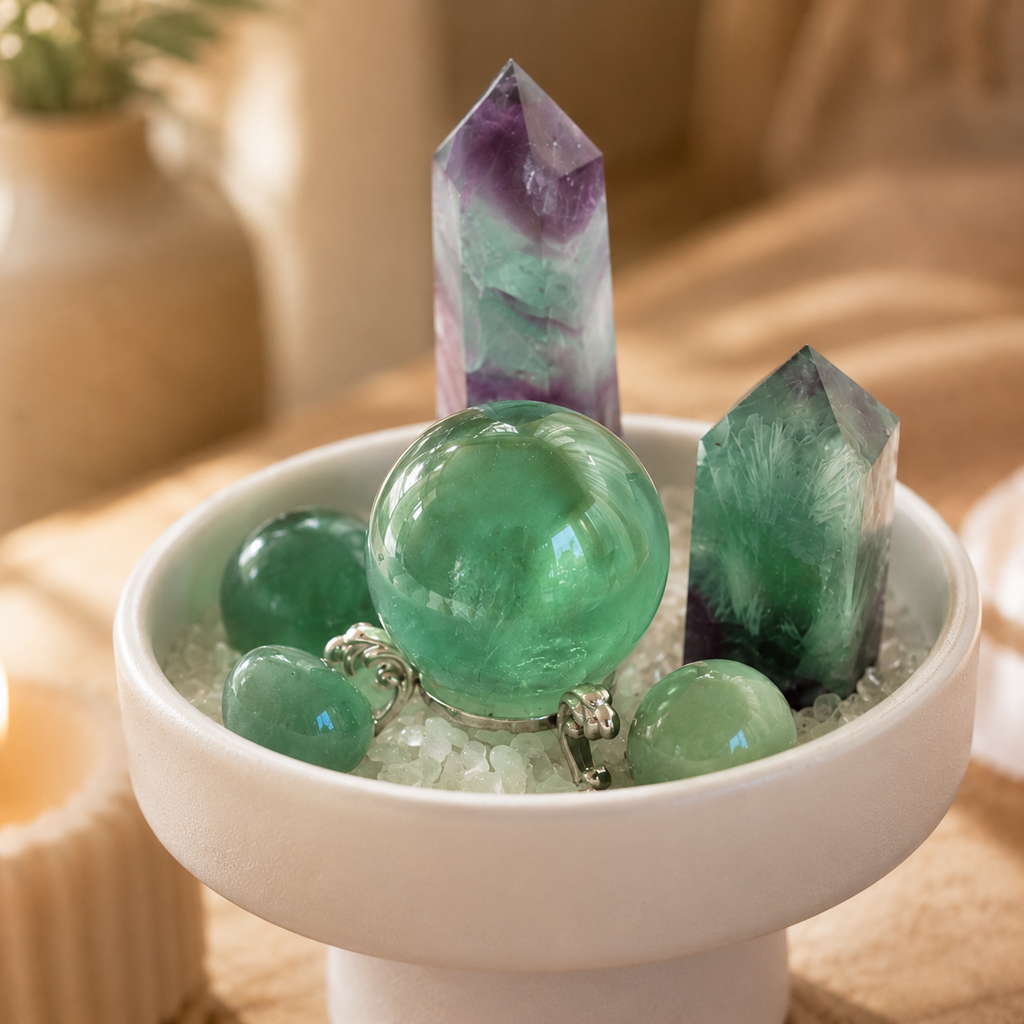 Calming Energy & Emotional Balance Crystal Bowl — Premium Crystal Set for Peaceful Spaces
