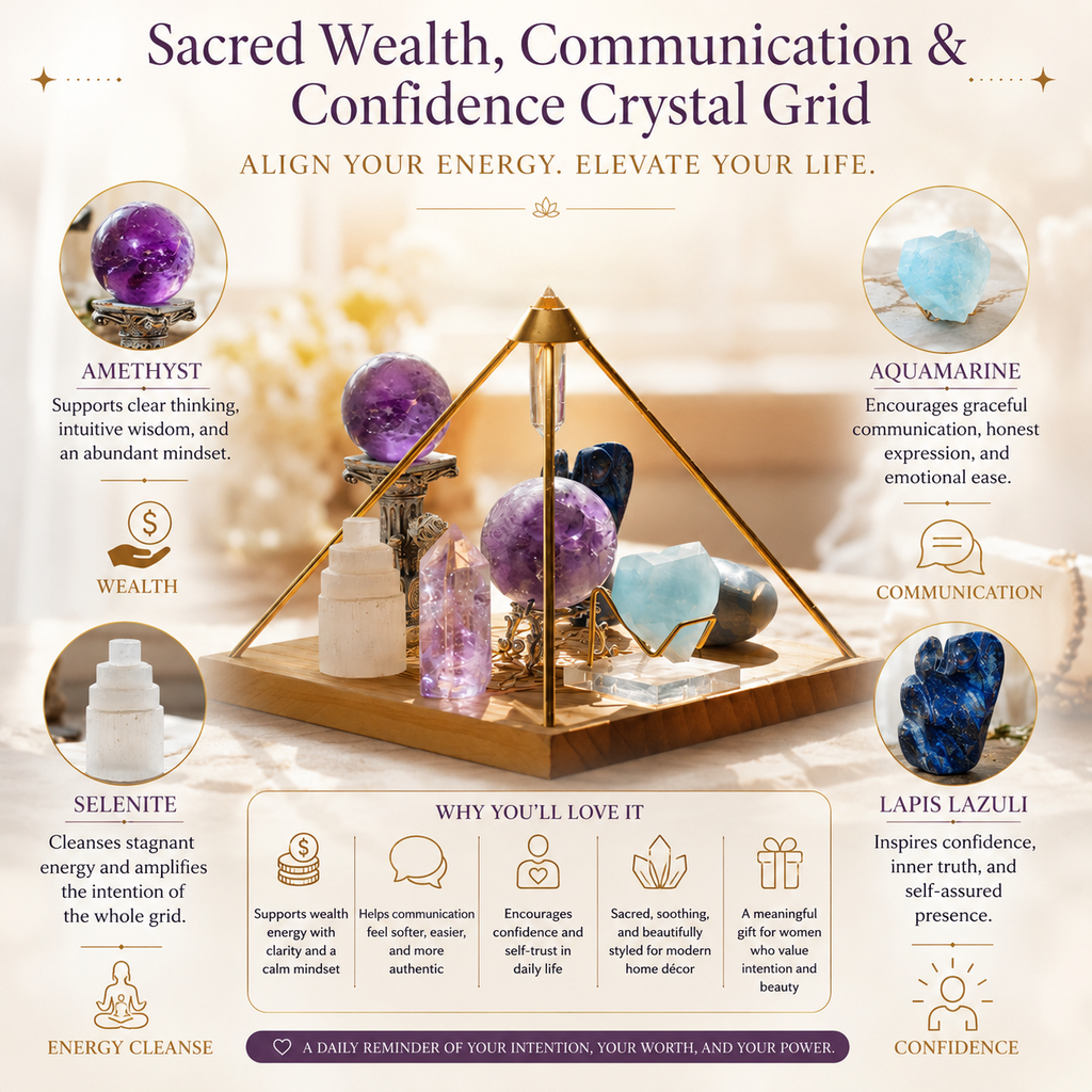 Career Success & Abundance Crystal Grid — Confidence & Communication Manifestation Altar