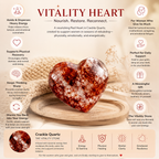 Energy, Motivation & Focus Crystal Heart — Red Crackle Quartz Stone for Positive Intentions, Desk Décor or Pocket Carry