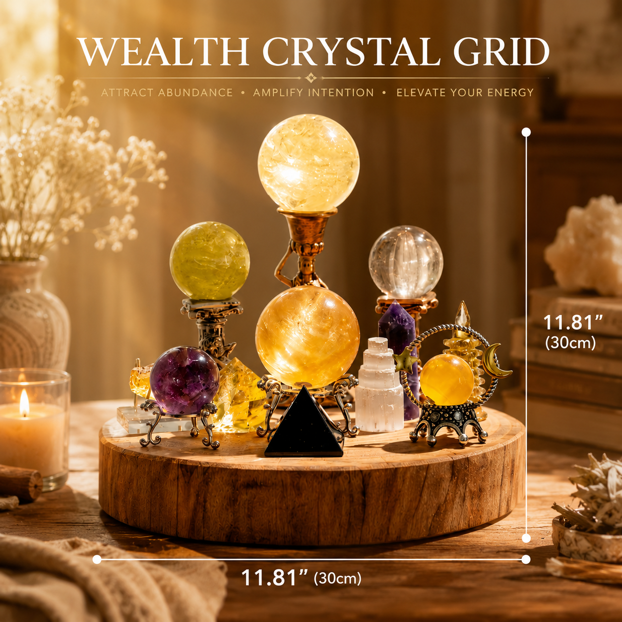 Abundance & Wealth Manifestation — Premium Crystal Grid for Office & Home Prosperity Corner