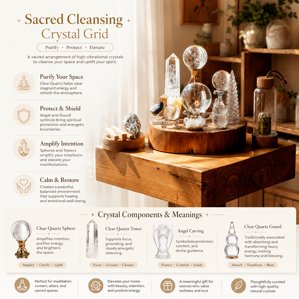 Ultimate Purification & Energy Reset — Premium Cleansing Crystal Grid for Meditation, Protection & Energetic Renewal