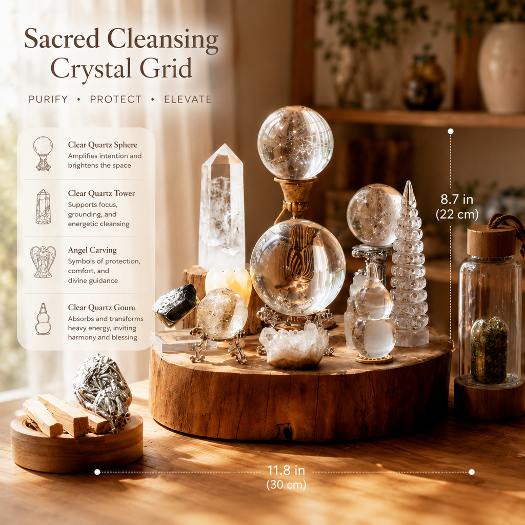 Ultimate Purification & Energy Reset — Premium Cleansing Crystal Grid for Meditation, Protection & Energetic Renewal