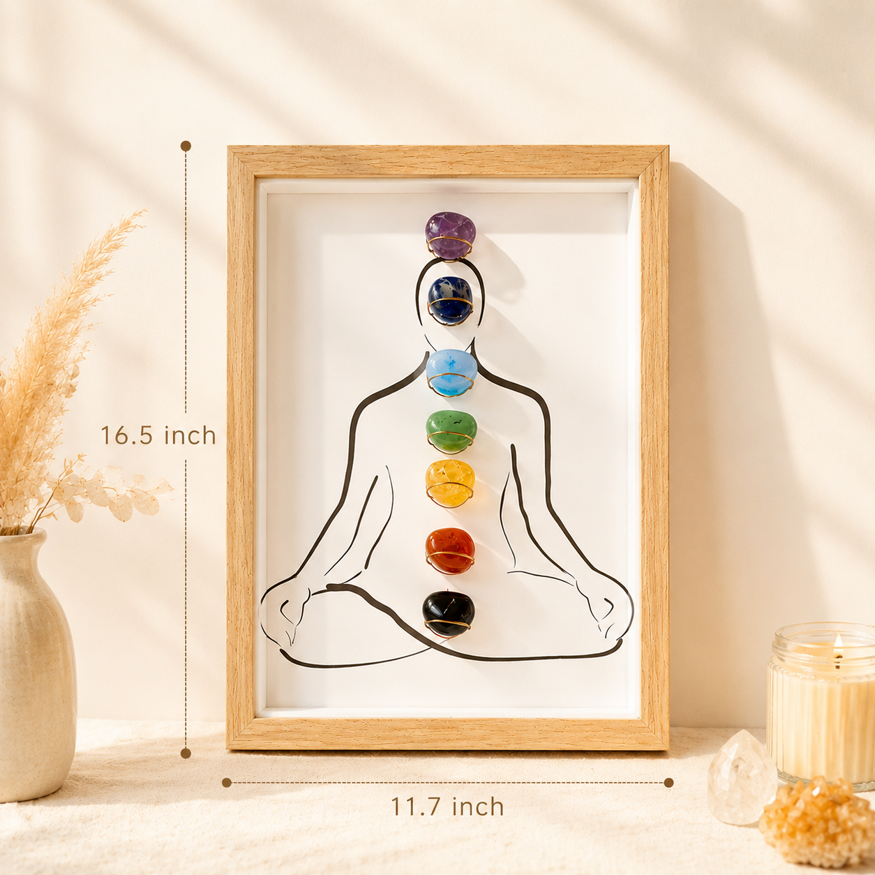 Chakra Balance, Energy Alignment & Positive Intentions — 7 Chakra Crystal Display Artwork for Meditation, Altar, Sacred Home Décor & Spiritual Gifts