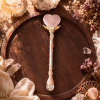 Energy Cleansing, Intention Setting & Spiritual Focus — Handcrafted Heart and Moon Crystal Wand for Meditation, Crystal Grids & Altar, Available in Rose Quartz, Strawberry Quartz, Fluorite, Citrine, Obsidian or Clear Quartz