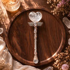 Energy Cleansing, Intention Setting & Spiritual Focus — Handcrafted Heart and Moon Crystal Wand for Meditation, Crystal Grids & Altar, Available in Rose Quartz, Strawberry Quartz, Fluorite, Citrine, Obsidian or Clear Quartz