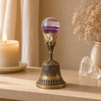 Energy Cleansing, Meditation & Intention Setting — Handcrafted Crystal Bell with Clear Quartz Top, Available in Rose Quartz, Amethyst or Fluorite Heart and Sphere Designs